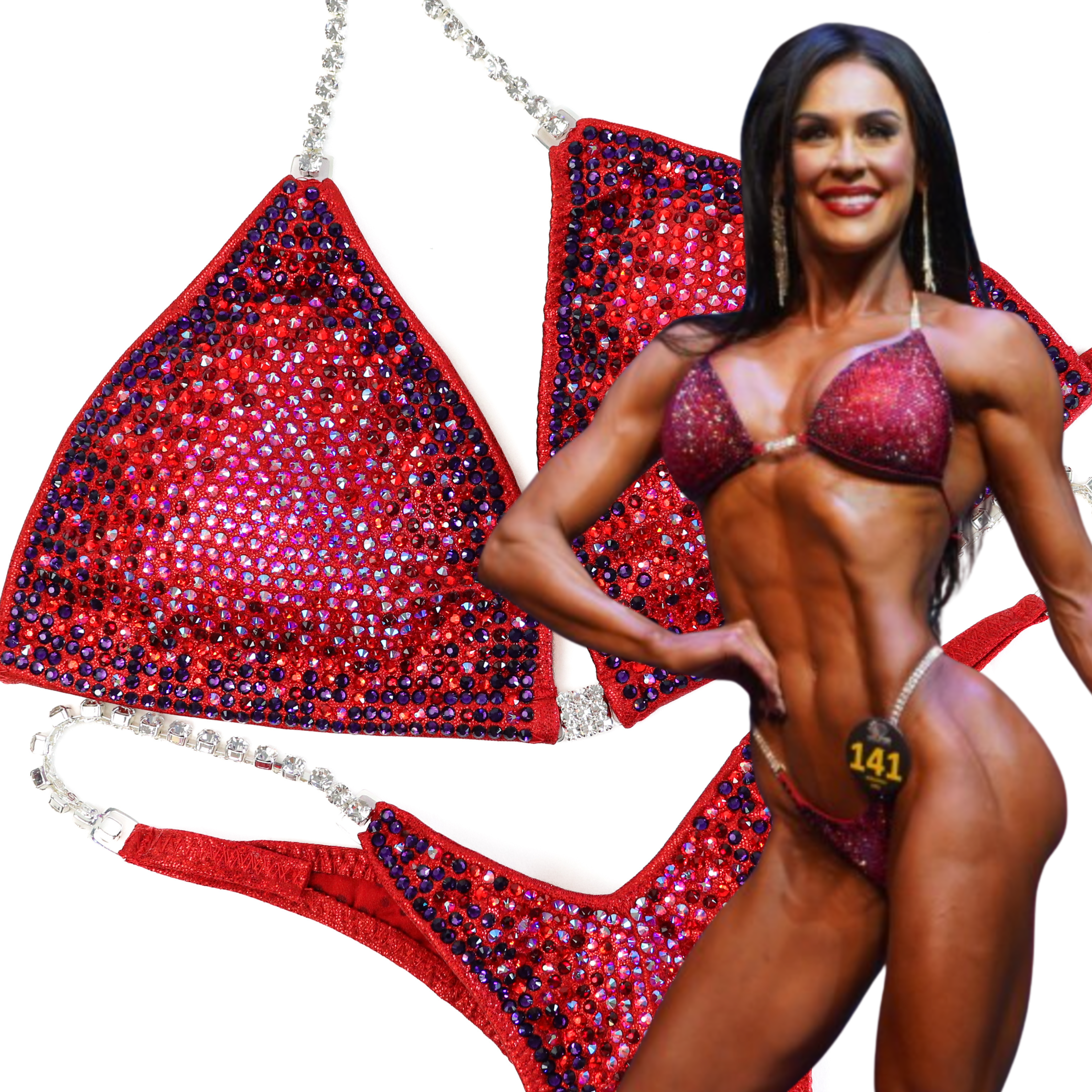 Ashley Kaltwasser Iconic Red Competition Suits for NPC Bikini