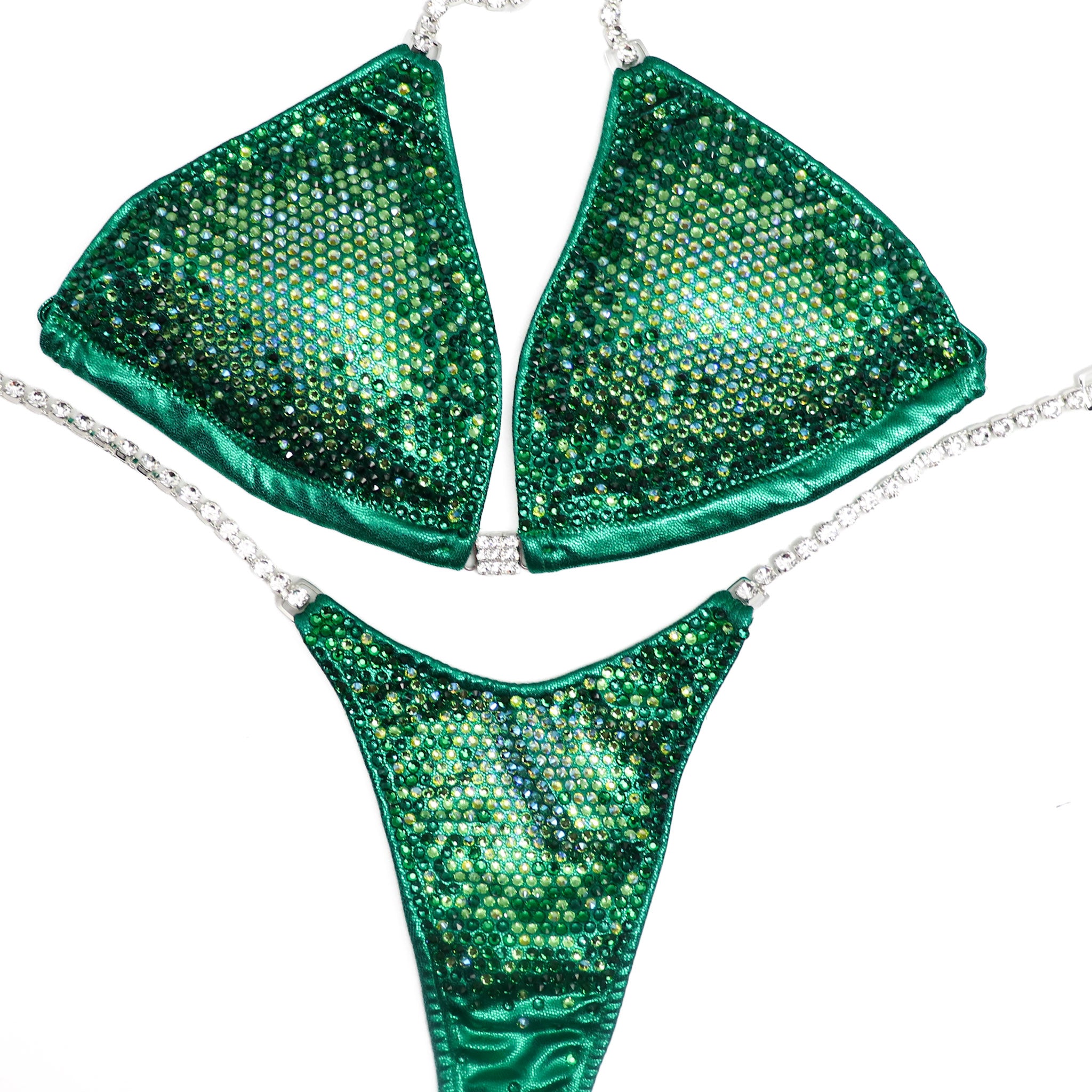 Ashley Kaltwasser's Electric Kale Nova Competition Suit for NPC Bikini Competitors in striking green. Elevate your stage presence with this electrifying design. Stand out and dominate with confidence. Shine bright as a champion in this exclusive suit.