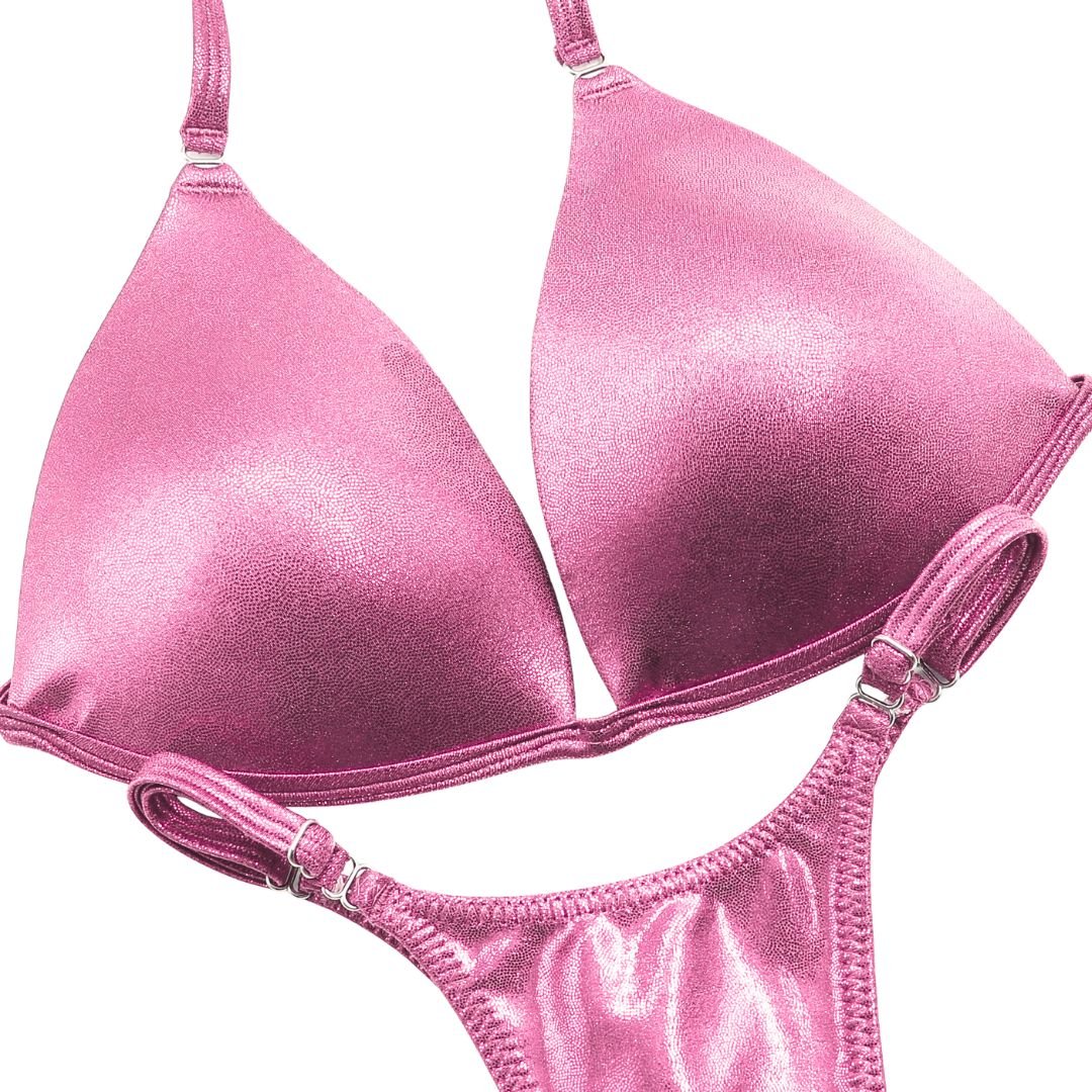 Hologram Baby Pink Posing Practice Suit with micro cut bikini for NPC bikini competition suit and figure competition suits