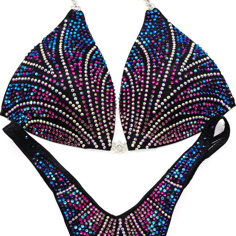 Custom Crystal Spark black competition bikinis for NPC bikini competition suit and figure competition suits