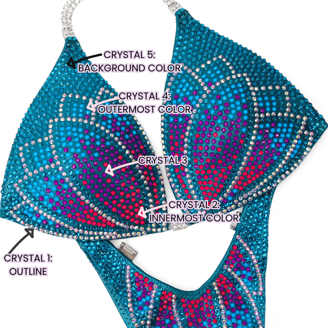 Custom Crystal Lotus blue competition bikinis for NPC bikini competition suit and figure competition suits