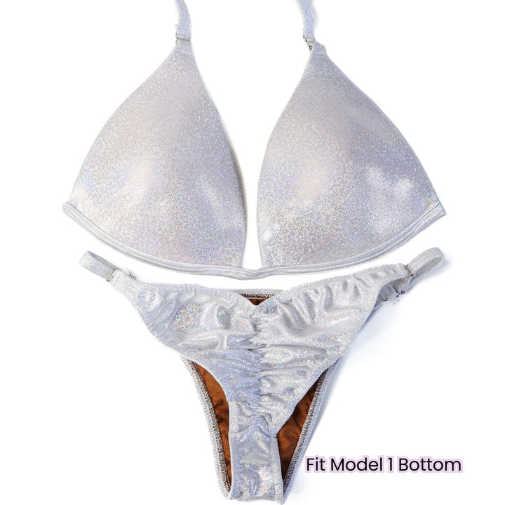 Pre Owned: Hologram White Fit Model Bundle. Medium Molded.  Angel Competition BikinisThe best NPC Competition Suits for the Bikini Division, Fit Model Division Suits, and bodybuilding suits.
