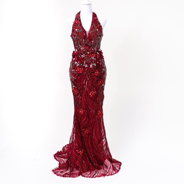 QS ST: Scarlet Halter Gown. Size Small/4.