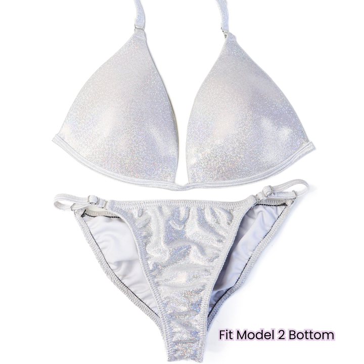 Pre Owned: Hologram White Fit Model Bundle. Medium Molded.  Angel Competition BikinisThe best NPC Competition Suits for the Bikini Division, Fit Model Division Suits, and bodybuilding suits.