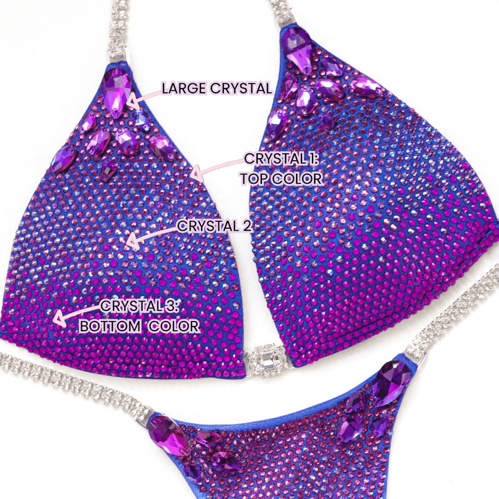 Custom Platinum Gradient purple gradient competition bikinis for NPC bikini competition suit and figure competition suits