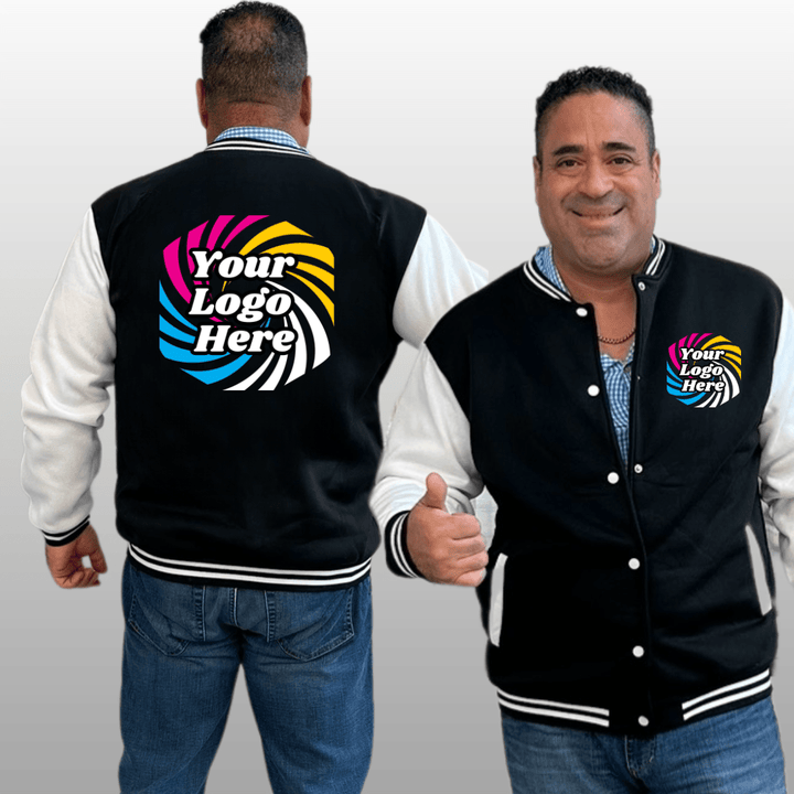 Full Length Varsity Jacket black and white teamwear25 for NPC bikini competition suit and fit model competition suit