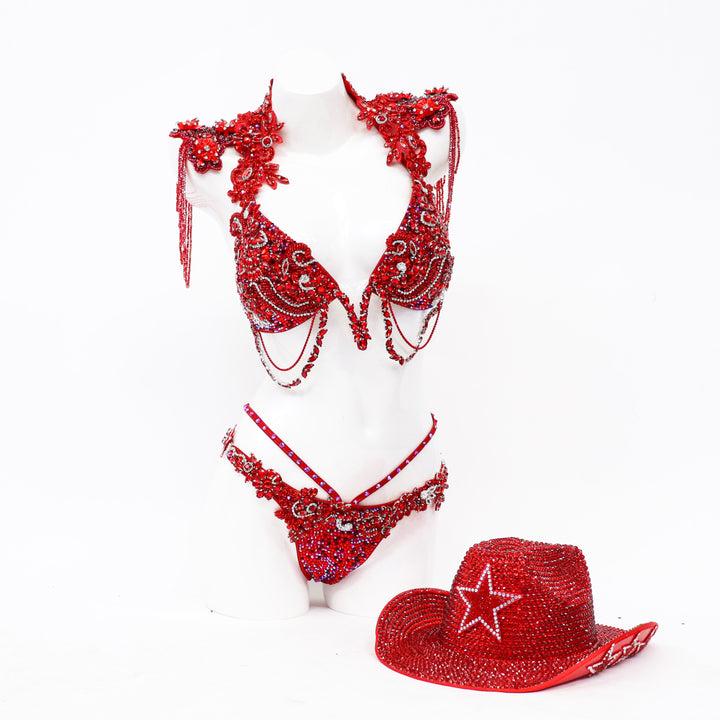 Red Rhinestone Cowgirl Couture