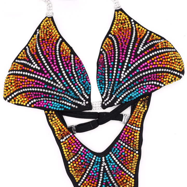 Custom Crystal Spark black competition bikinis for NPC bikini competition suit and figure competition suits