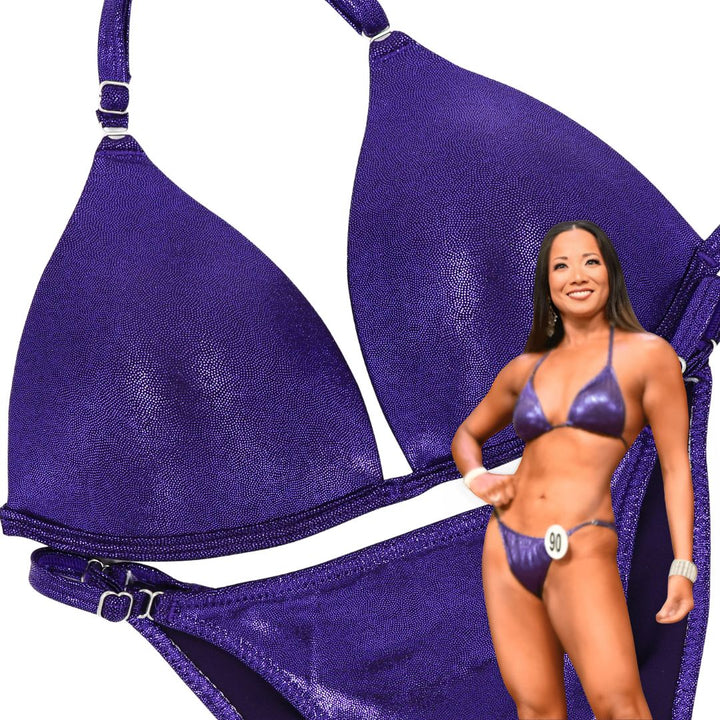 Hologram Eggplant Fit Model Competition Suit