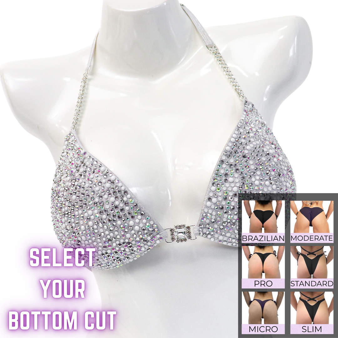 QS SZ: Blizzard Bling Radiance. Medium Molded/Select Your Bottom.  Angel Competition BikinisThe best NPC Competition Suits for the Bikini Division, Fit Model Division Suits, and bodybuilding suits.