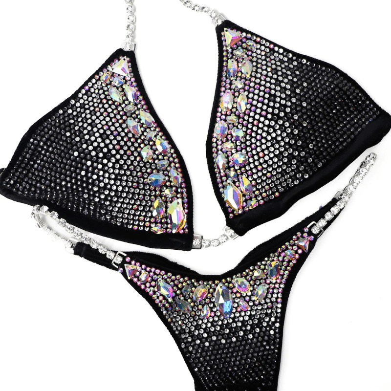 Custom Platinum Ombre black competition bikinis for NPC bikini competition suit and figure competition suits