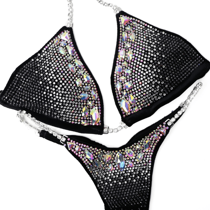 Custom Platinum Ombre black competition bikinis for NPC bikini competition suit and figure competition suits