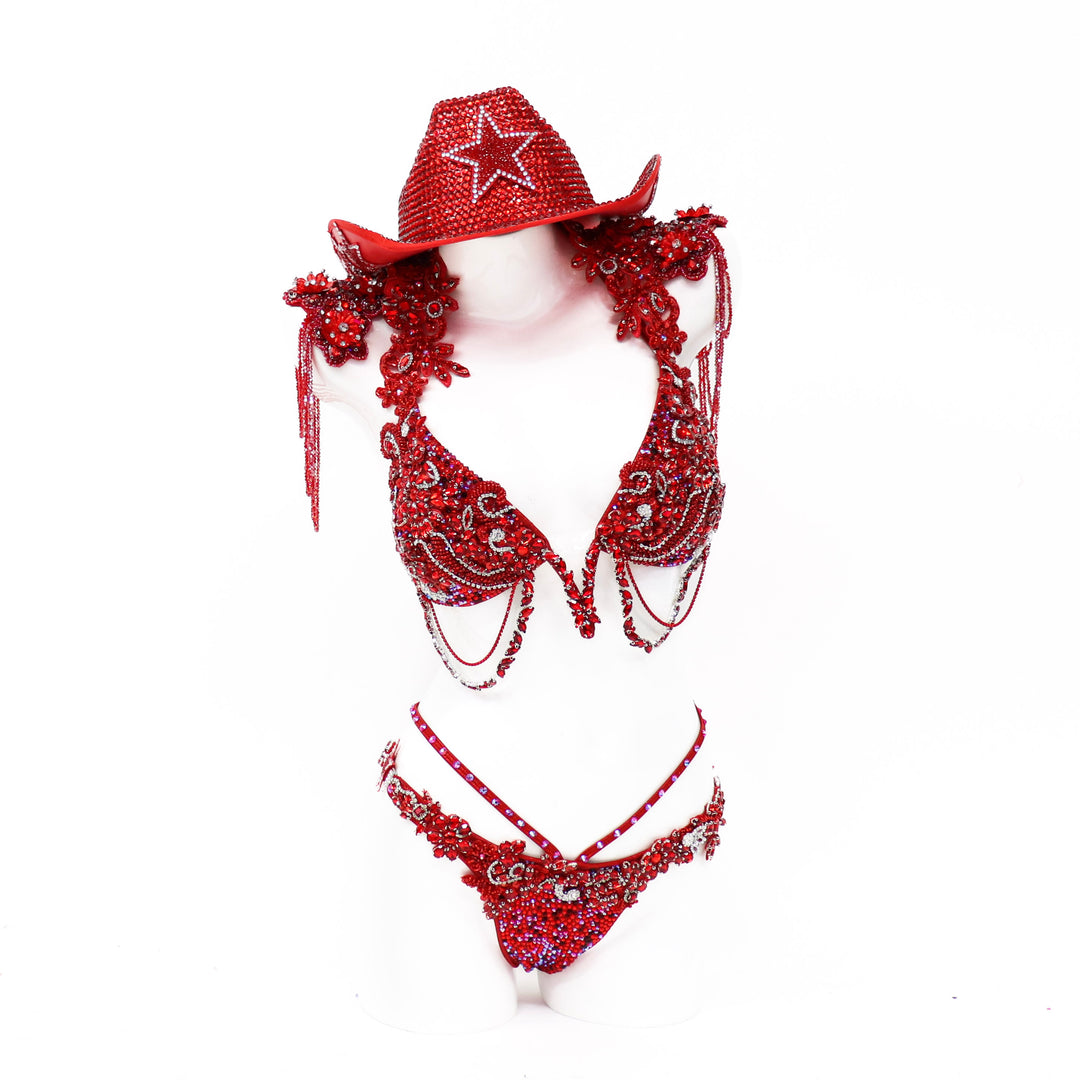 Red Rhinestone Cowgirl Couture