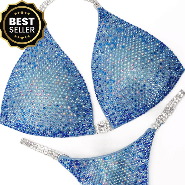Baby Blue Nova hologram blue bikini for NPC bikini competition suit and wellness competition suits