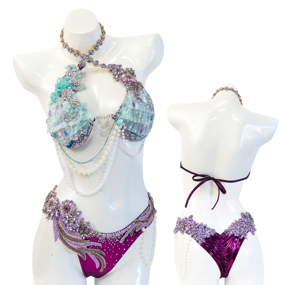 QS ST: The Siren's Call Couture. Small/Brazilian with Modest Rise.  Angel Competition BikinisThe best NPC Competition Suits for the Bikini Division, Fit Model Division Suits, and bodybuilding suits.