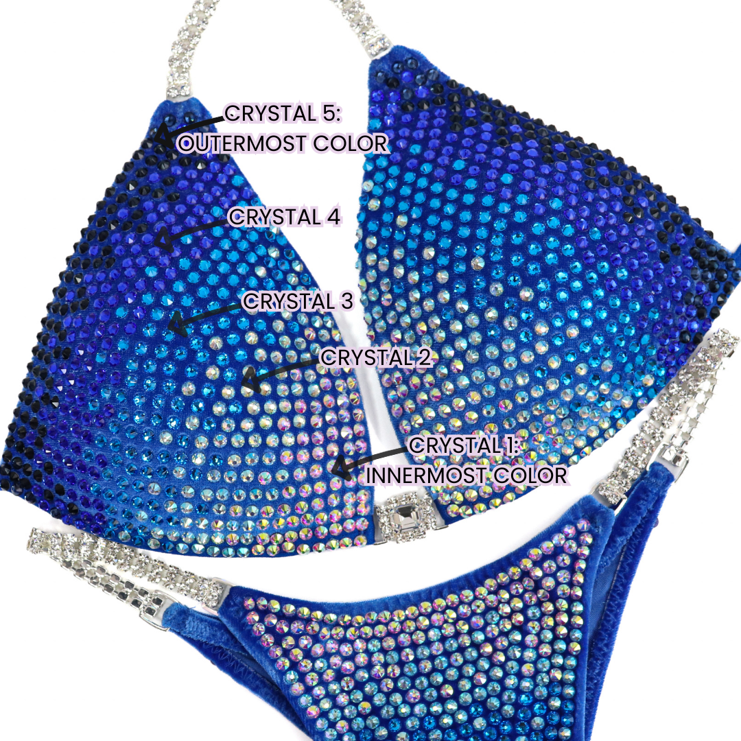 Custom Diamond Cascade 5 Color  Angel Competition BikinisThe best NPC Competition Suits for the Bikini Division, Fit Model Division Suits, and bodybuilding suits.