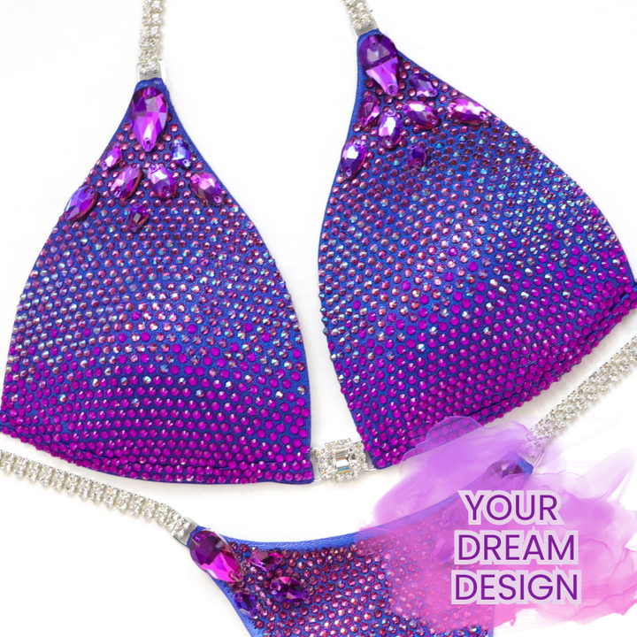 Custom Platinum Gradient  Angel Competition BikinisThe best NPC Competition Suits for the Bikini Division, Fit Model Division Suits, and bodybuilding suits.