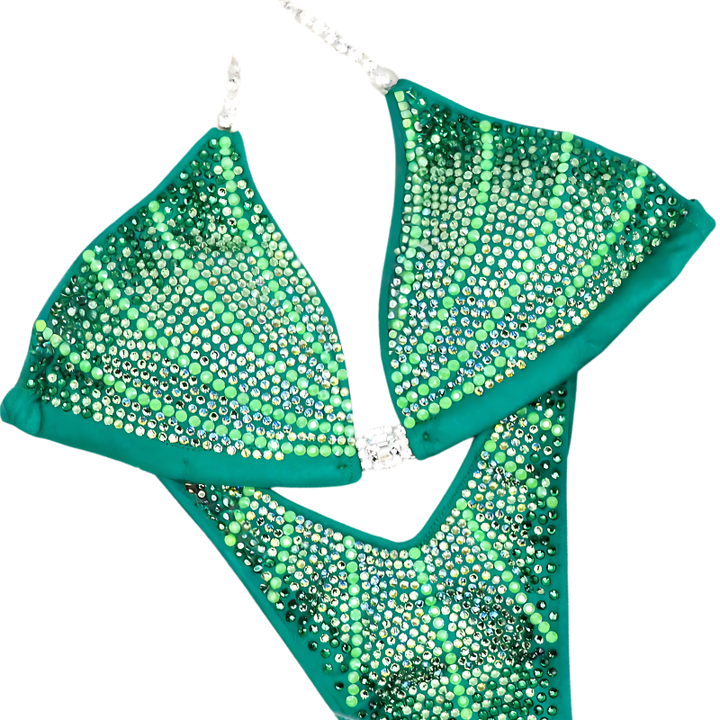Neon Green Galaxy  Angel Competition BikinisThe best NPC Competition Suits for the Bikini Division, Fit Model Division Suits, and bodybuilding suits.