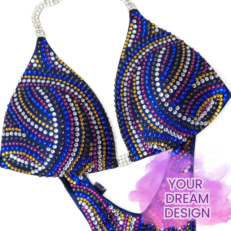 Custom Crystal Swirl  Angel Competition BikinisThe best NPC Competition Suits for the Bikini Division, Fit Model Division Suits, and bodybuilding suits.