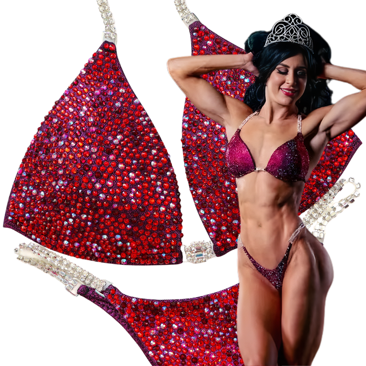 Ashley's K Cranberry Sauce Radiance  Angel Competition BikinisThe best NPC Competition Suits for the Bikini Division, Fit Model Division Suits, and bodybuilding suits.