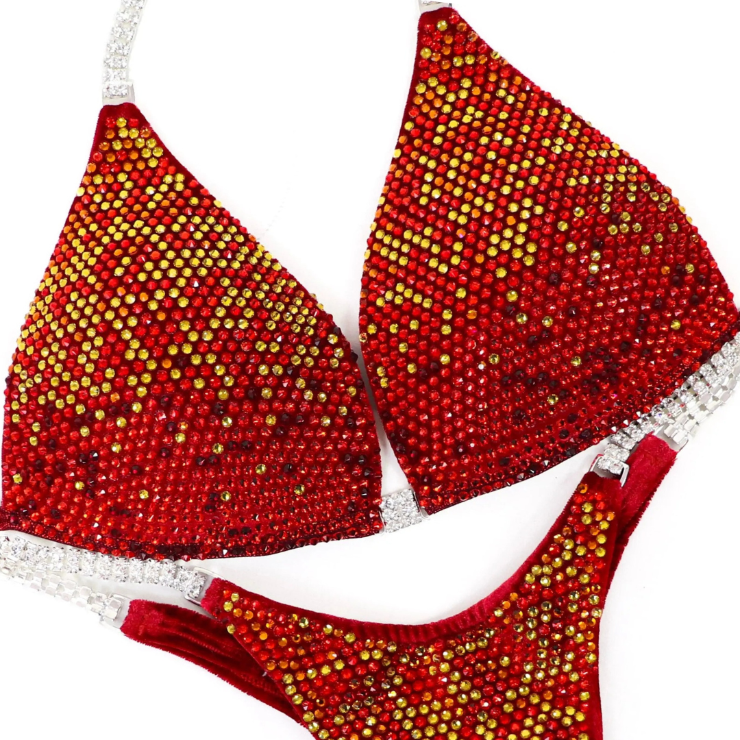 Julia’s Phoenix Velvet Gradient  Angel Competition BikinisThe best NPC Competition Suits for the Bikini Division, Fit Model Division Suits, and bodybuilding suits.