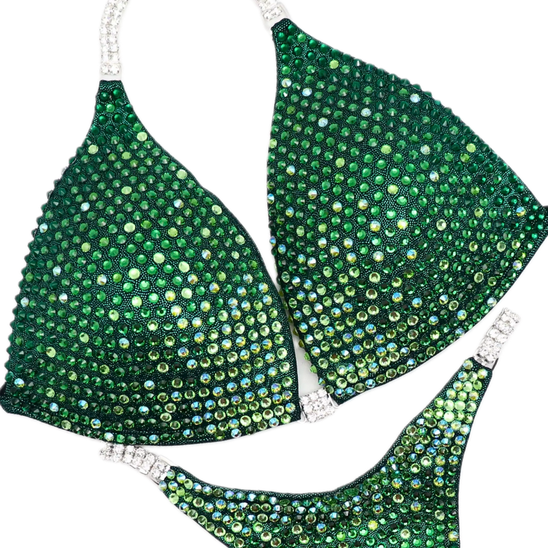 Green Diamond Cascade  Angel Competition BikinisThe best NPC Competition Suits for the Bikini Division, Fit Model Division Suits, and bodybuilding suits.