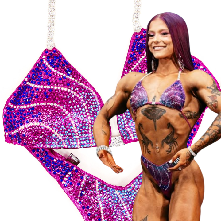 Charlotte Schaech's Mulberry Flare  Angel Competition BikinisThe best NPC Competition Suits for the Bikini Division, Fit Model Division Suits, and bodybuilding suits.