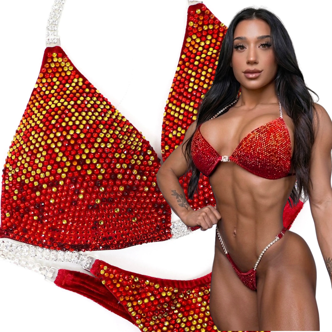 Julia’s Phoenix Velvet Gradient  Angel Competition BikinisThe best NPC Competition Suits for the Bikini Division, Fit Model Division Suits, and bodybuilding suits.