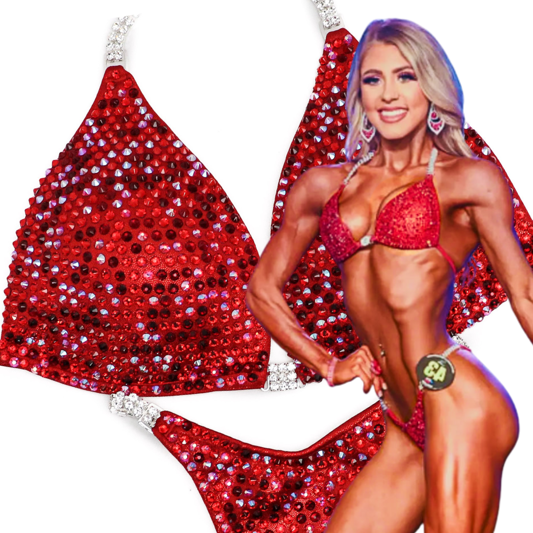 Hope's Flamin' Hot Multi Color  Angel Competition BikinisThe best NPC Competition Suits for the Bikini Division, Fit Model Division Suits, and bodybuilding suits.