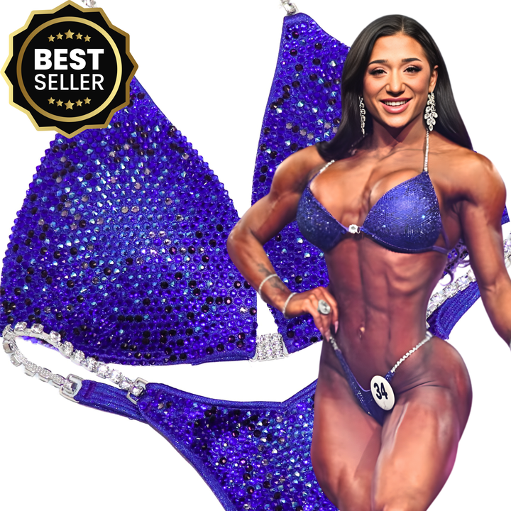 Know Your Power Purple Nova – crystal competition bikini for NPC Bikini and Wellness