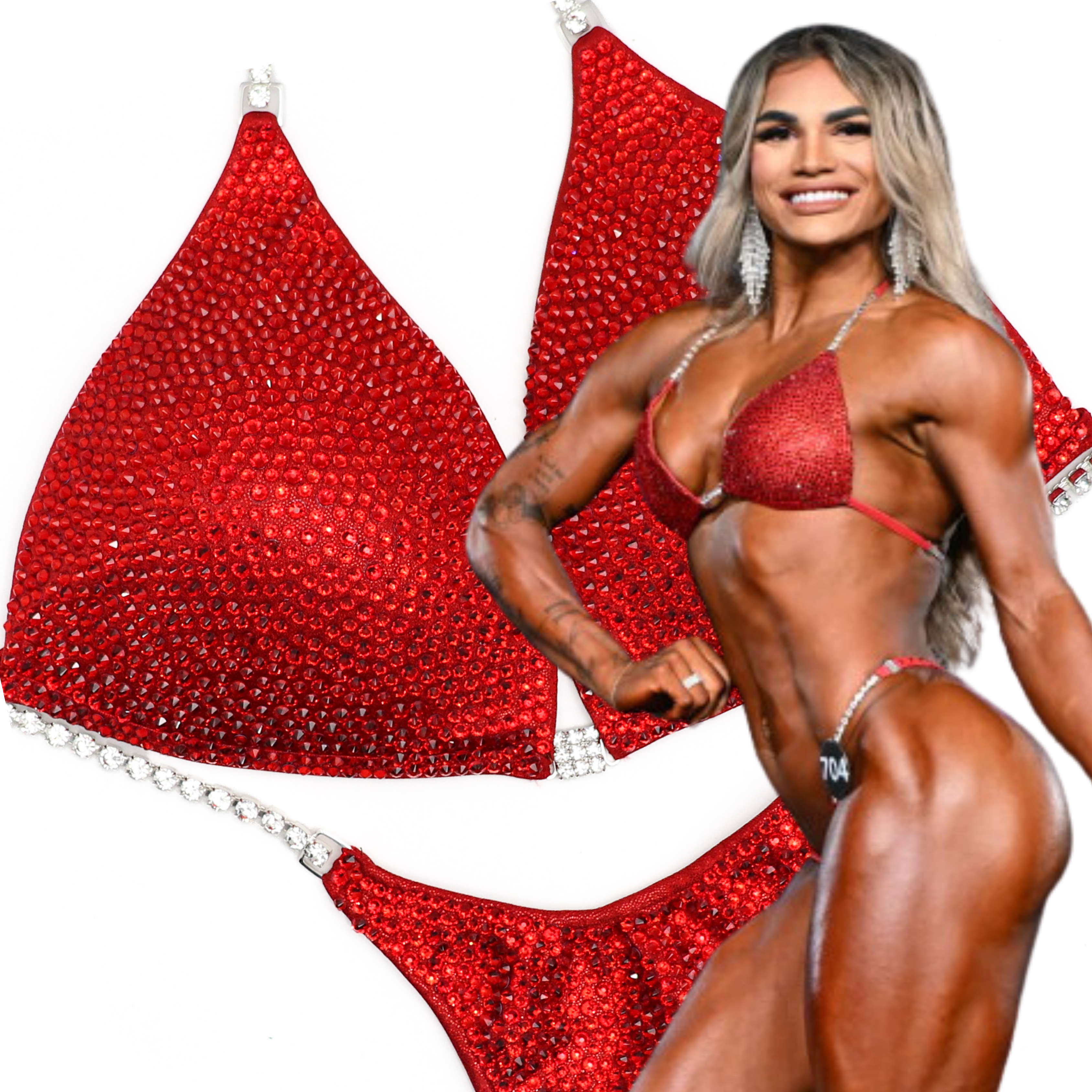 Red Radiance  Angel Competition BikinisThe best NPC Competition Suits for the Bikini Division, Fit Model Division Suits, and bodybuilding suits.