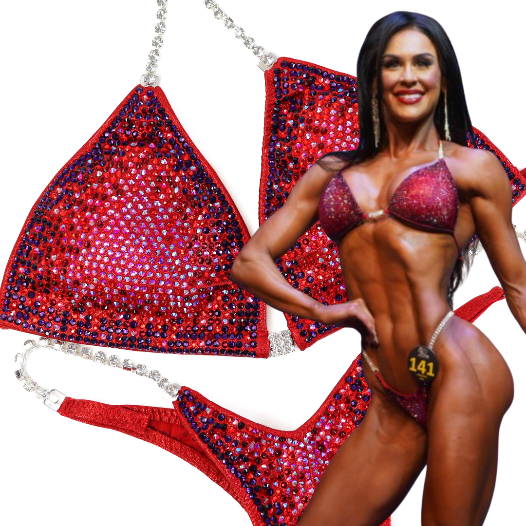 Ashley's Red Legend 1.0 Nova  Angel Competition BikinisThe best NPC Competition Suits for the Bikini Division, Fit Model Division Suits, and bodybuilding suits.