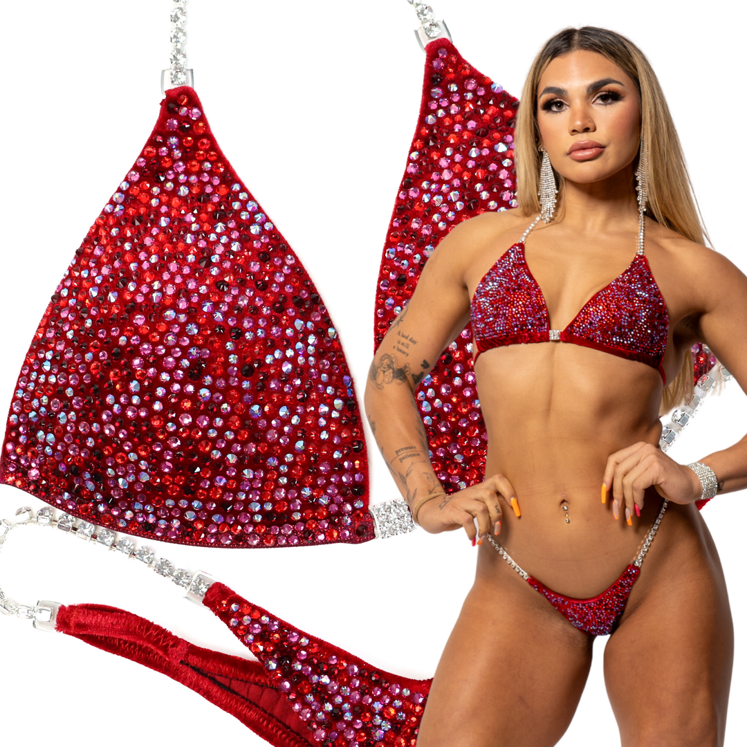 Velvet Queen of Hearts Radiance  Angel Competition BikinisThe best NPC Competition Suits for the Bikini Division, Fit Model Division Suits, and bodybuilding suits.