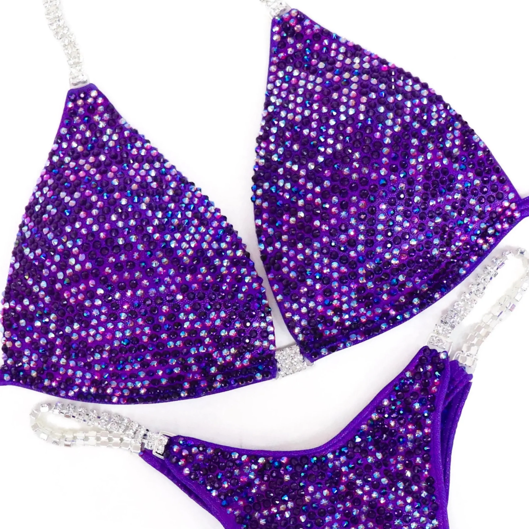 Kyla Kinna's Purple Kaleidoscope Pro  Angel Competition BikinisThe best NPC Competition Suits for the Bikini Division, Fit Model Division Suits, and bodybuilding suits.