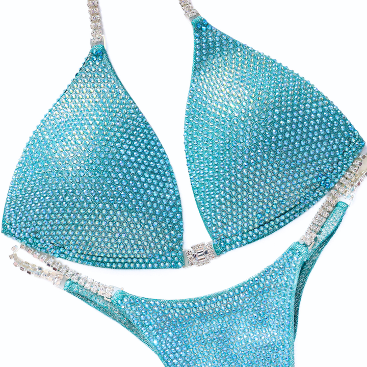 Ndeye's Aqua Angel Pro – crystal competition bikini for NPC Bikini and Wellness