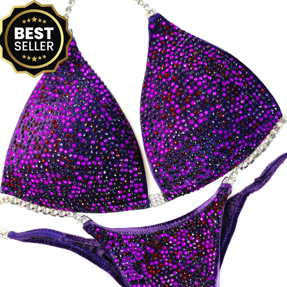 Lawna's Purple Glow Radiance  Angel Competition BikinisThe best NPC Competition Suits for the Bikini Division, Fit Model Division Suits, and bodybuilding suits.