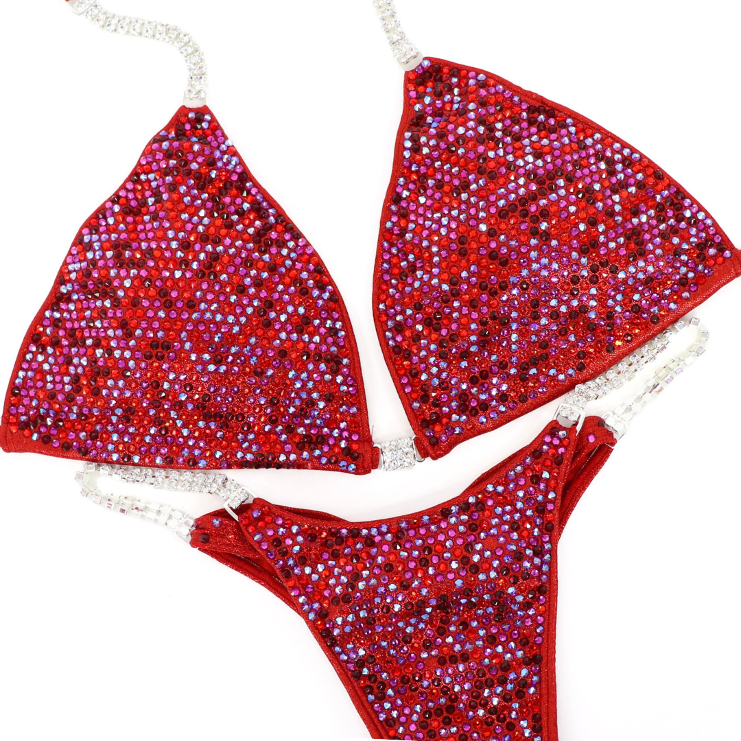 Lucia's Red Bombshell Angel Pro Multi Color  Angel Competition BikinisThe best NPC Competition Suits for the Bikini Division, Fit Model Division Suits, and bodybuilding suits.