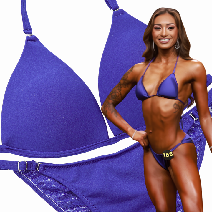 Matte Purple Fit Model Competition Suit  Angel Competition BikinisThe best NPC Competition Suits for the Bikini Division, Fit Model Division Suits, and bodybuilding suits.