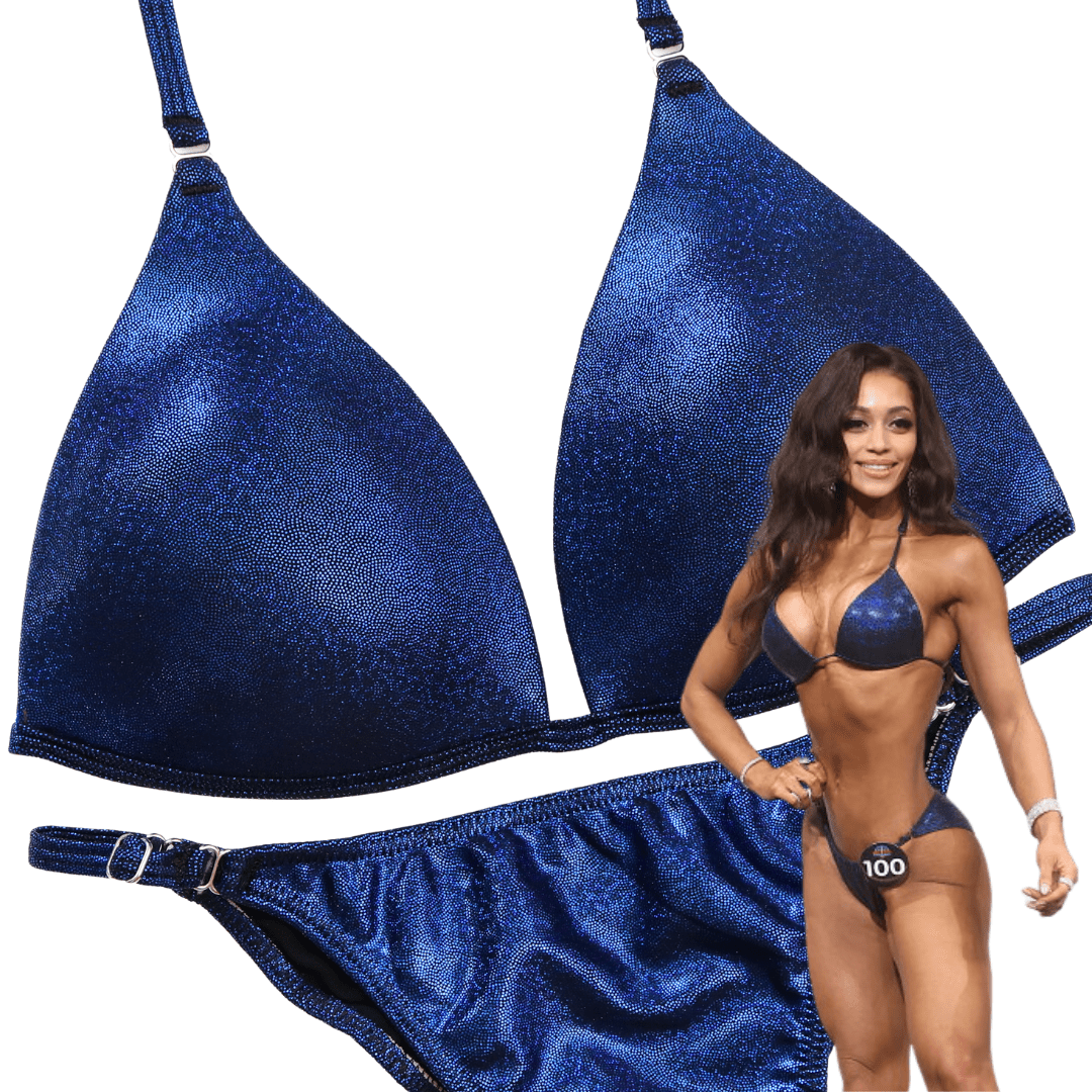 QS ST: Hologram Dark Blue Fit Model Bundle  Angel Competition BikinisThe best NPC Competition Suits for the Bikini Division, Fit Model Division Suits, and bodybuilding suits.