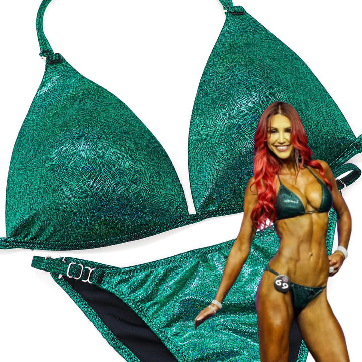 Hologram Emerald Fit Model Competition Suit