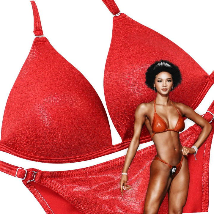 Hologram Red Fit Model Competition Suit