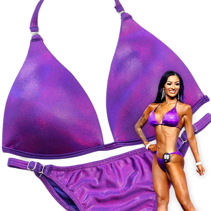 QS ST: Hologram Purple Fit Model Bundle  Angel Competition BikinisThe best NPC Competition Suits for the Bikini Division, Fit Model Division Suits, and bodybuilding suits.
