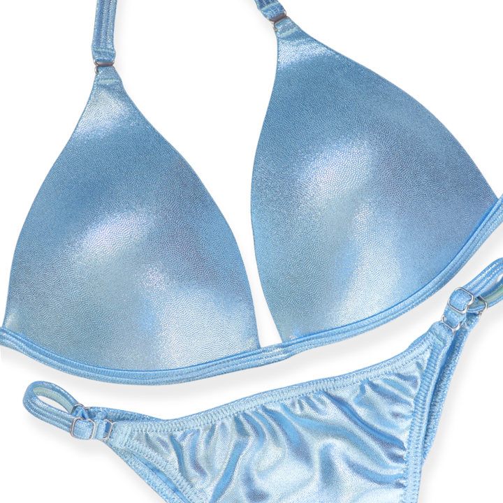 Hologram Baby Blue Fit Model Competition Suit