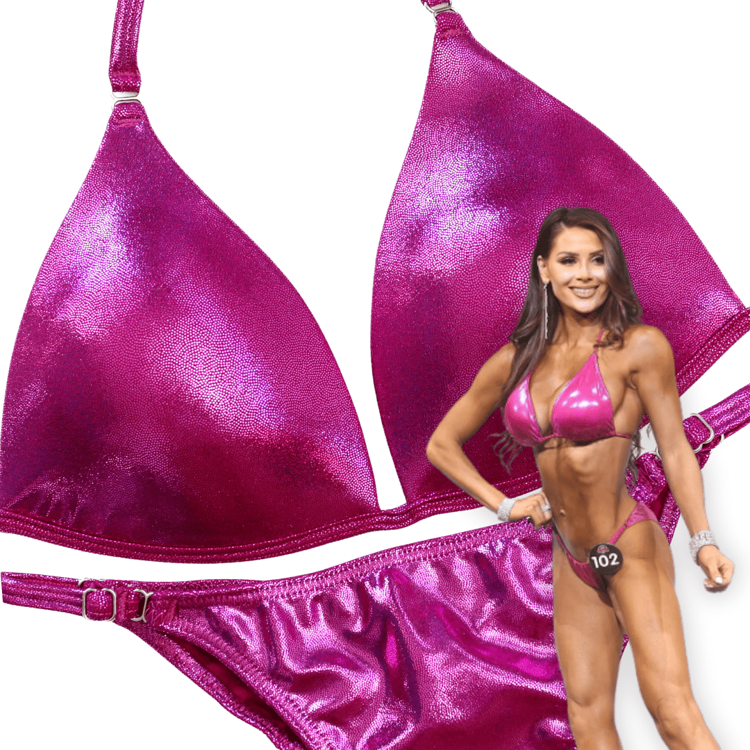 Hologram Mulberry Fit Model Competition Suit in vivid mulberry for NPC bikini competition suit and competition bikinis