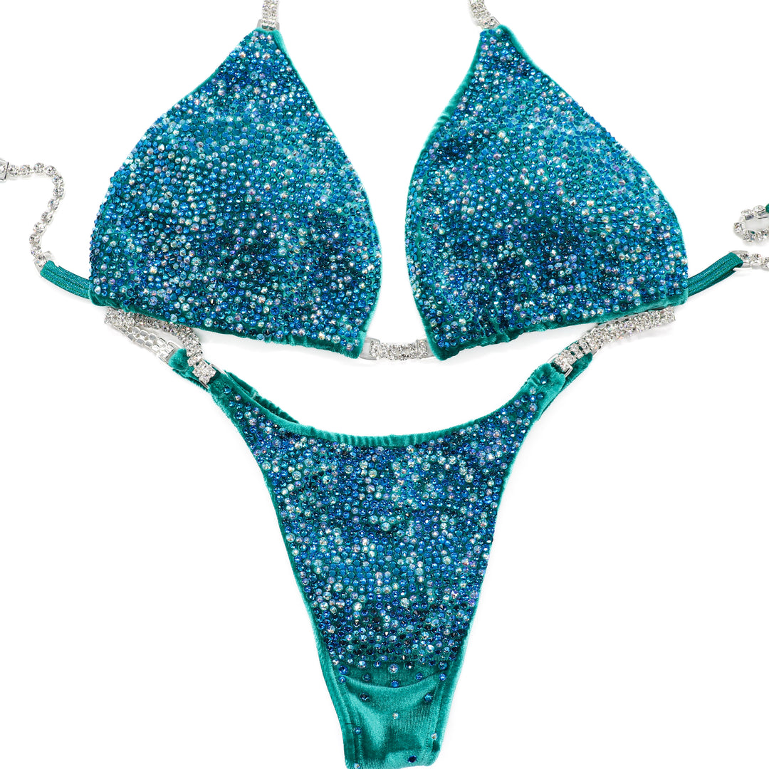 QS ST: Crystal Radiance. Velvet Teal. Custom Large/Pro with Modest Front.