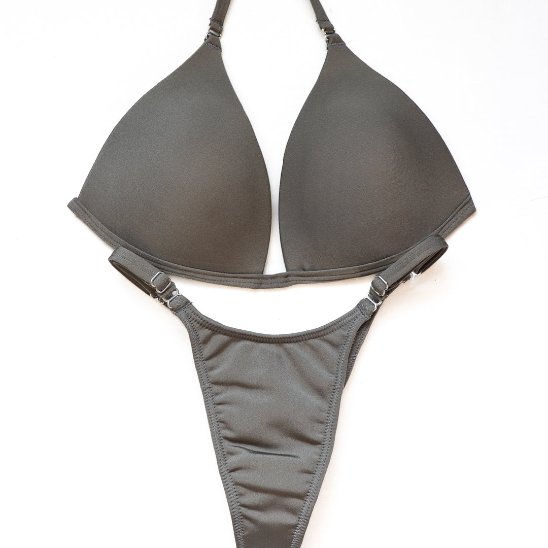QS ST: Matte Gray Posing Practice Suit. Medium Molded/Pro.