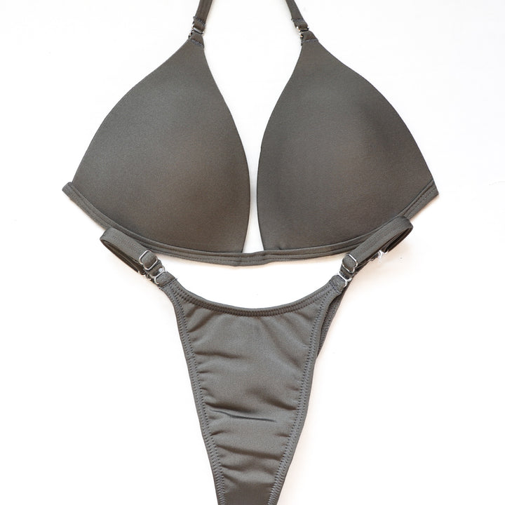 QS ST: Matte Gray Posing Practice Suit. Medium Molded/Pro.