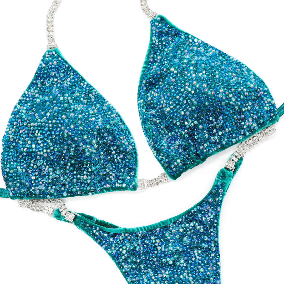 QS ST: Crystal Radiance. Velvet Teal. Custom Large/Pro with Modest Front.