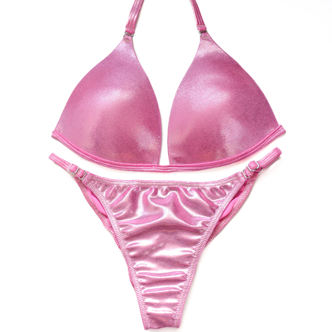 QS ST: Hologram Baby Pink Fit Model Suit. Medium Molded/Fit Model 1.