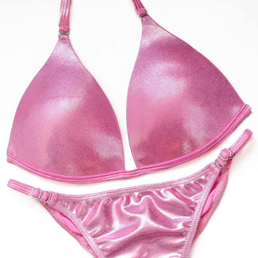 QS ST: Hologram Baby Pink Fit Model Suit. Medium Molded/Fit Model 1.